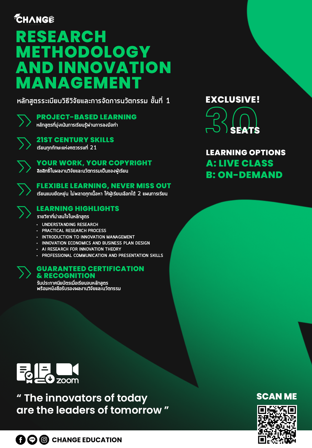 RMIM, หลักสูตรวิจัยและนวัตกรรม, สร้างนวัตกรรม, สร้างงานวิจัย
